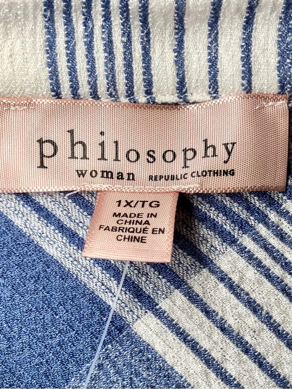 Philosophy Plaid Long Sleeve in Blue/Creamy White Women’s 1X - Picture 6 of 8